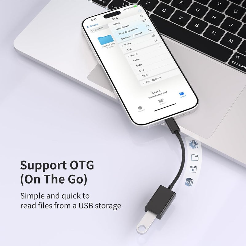 MAXAUX USB C to USB 3.0 Adapter [2 Pack], USB C Male to USB Female OTG Cable Thunderbolt3 to USB Adapter Compatible with MacBook Pro/Air, iPhone 16 Pro Max/16 Plus/16/15, Galaxy S24/S23/S22/S21 - Image 5